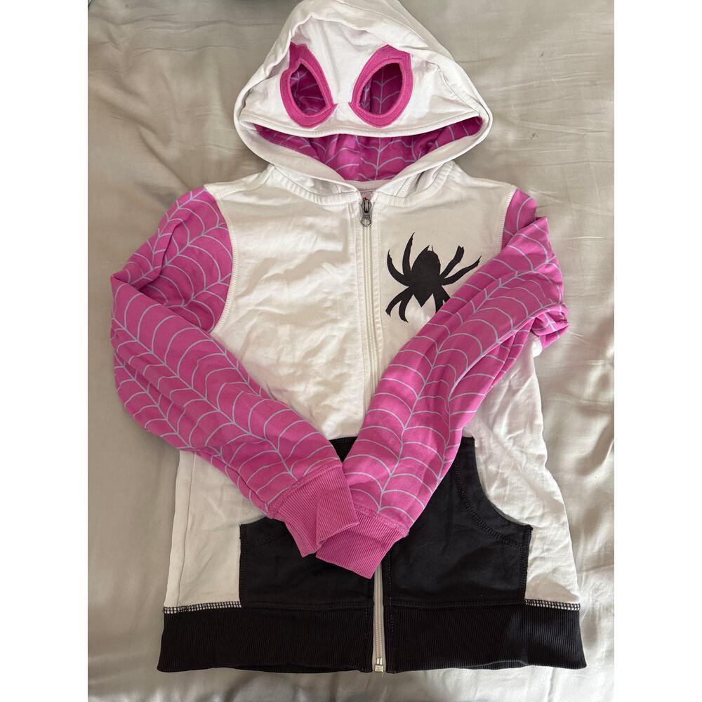Hanna Andersson pink white marvel hoodie  size 8